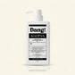 An image of a white bottle with pump and black text agaist an offwhite background