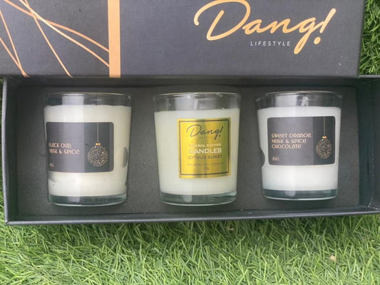 Trio Candle (Orange Leather and hot Chocolate, Citrus Burst, Oud Musk and Spice) - Dang! Lifestyle Nigeria