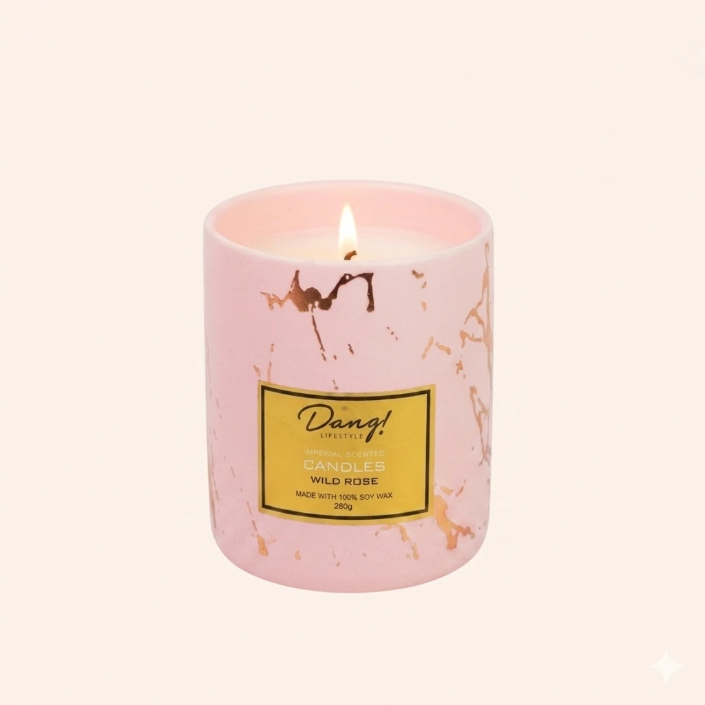 Wild rose scented soy candle