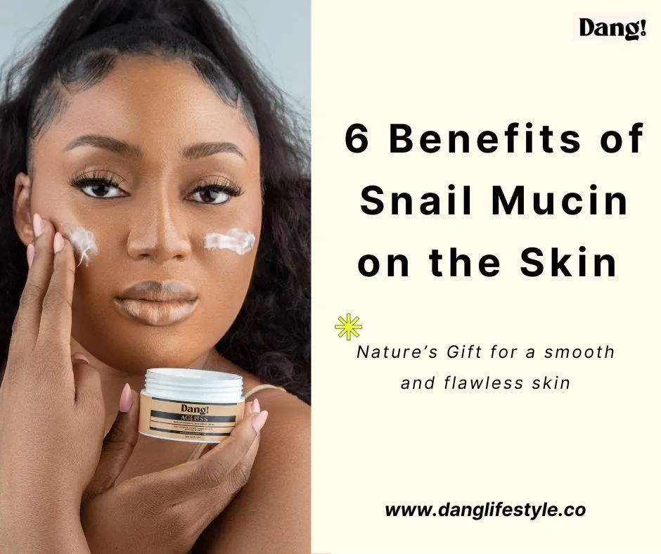 A model holding a cup of snail mucin face cream and smearing it on her face to show the benefits for the skin