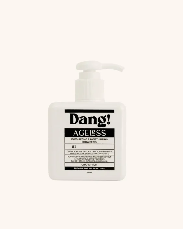 An image of a white pump bottle with black text against a white background