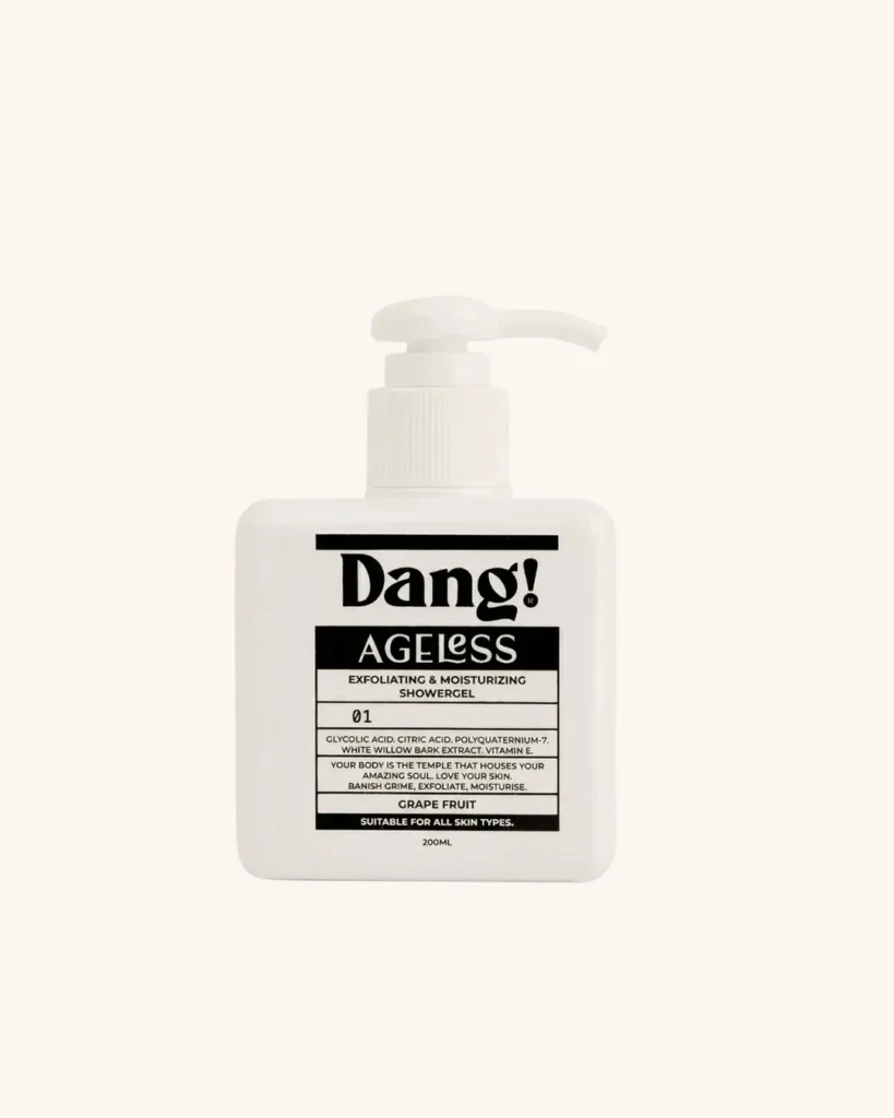 An image of a white pump bottle with black text against a white background