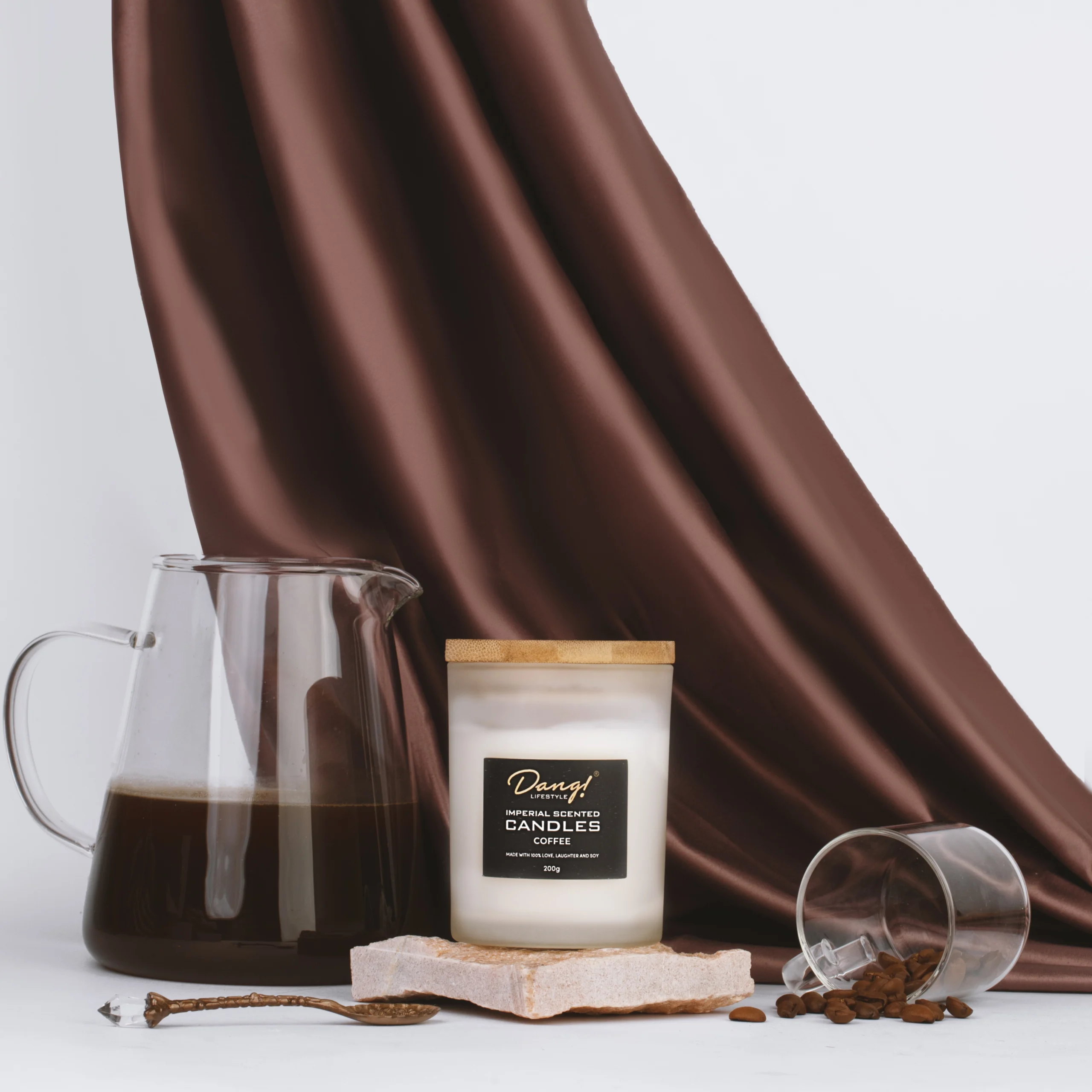 A jar of coffee scented candle