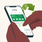 an image of a hand pressing a phone to sign up for a recyling program