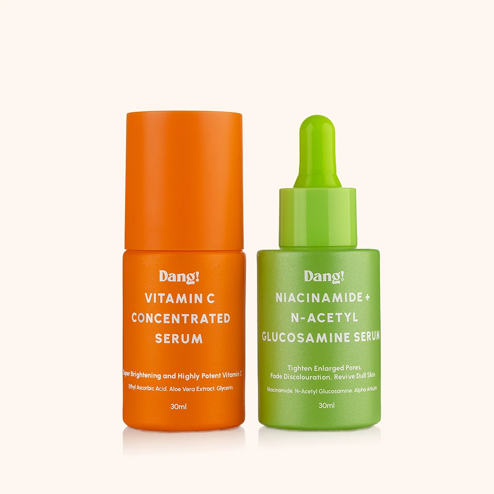 An image of 2 serums placed side by side to make up a face glow set