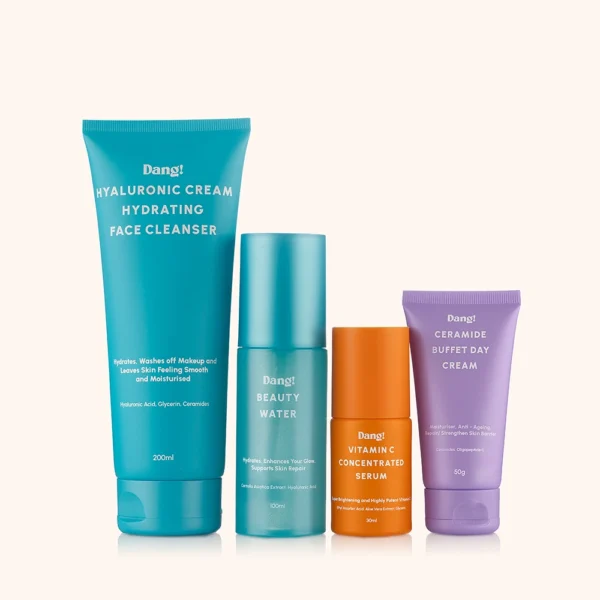 A line up of four products to make up a set for skin repair