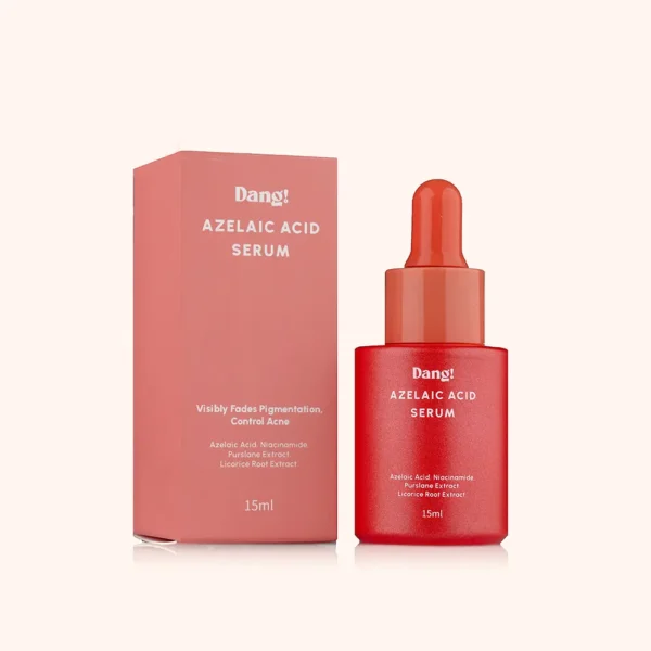 A red bottle of serum with the name Dang! Azelaic acid serum 15ml