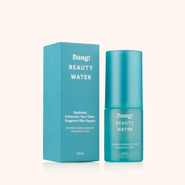 A blue bottle with the name Dang! Beauty Water