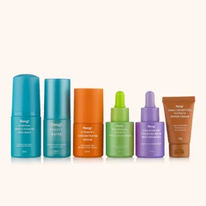 A line of of mini skincare products called skincare set for normal to oily skin