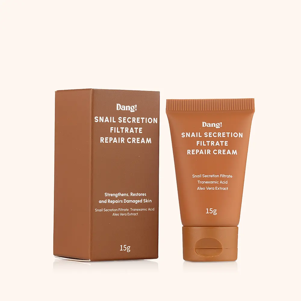 An image of a brown tube bottle with the name Dang snail secretion filtrate repair cream